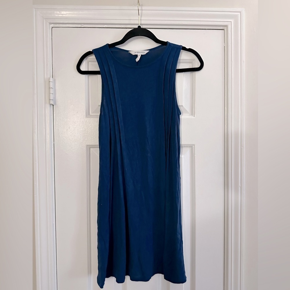 BCBGeneration Blue Pleated Sleeveless Soft Casual Stretchy Dress Size XXS